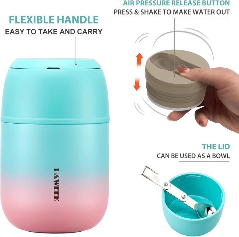 Haweek Insulated Soup Thermo 17oz - Stainless Steel Vacuum Lunch Box for Adults, Kids Leakproof Hot Food Container with Handle Folding Spoon (School Office Outdoor) - Image 5